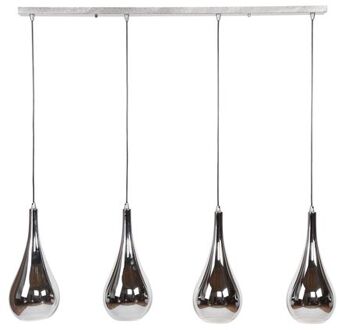 Hoyz - Hanglamp met 4 lampen - Serie Silver Drop - Handgeblazen glas Zilver