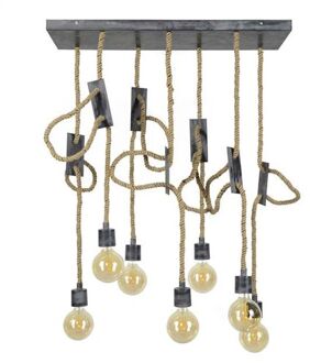 Hoyz - Hanglamp met 7 Lampen - Jutte Touwen - Grijs - 150cm Bruin