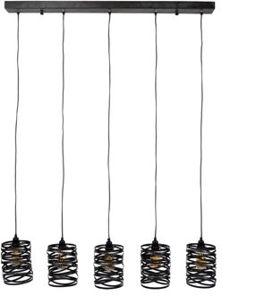 Hoyz - Industriele Hanglamp - 5 Lampen - ø17 - Spiraal Grijs