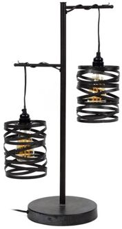 Hoyz - Tafellamp Industrieel - Vintage Lamp Metaal en Glas - Spiraal Grijs