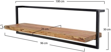 Hoyz - Wandplank Edge - 100cm - Teakhout - Bruin Bruin, Zwart