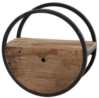 Hoyz - Wandschap Circular - Ø50 - Met lade - Hout - Bruin Bruin, Zwart