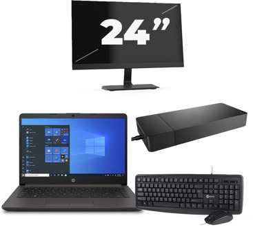 HP 240 G8 - Intel Core i3-10e Generatie - 14 inch - 8GB RAM - 256GB SSD - Windows 11 Home + 1x 24 inch Monitor