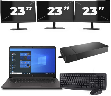 HP 240 G8 - Intel Core i3-10e Generatie - 14 inch - 8GB RAM - 256GB SSD - Windows 11 Home + 3x 23 inch Monitor - small