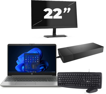 HP 250 G8 - Intel Core i3-11e Generatie - 15 inch - 16GB RAM - 256GB SSD - Windows 11 Home + 1x 22 inch Monitor