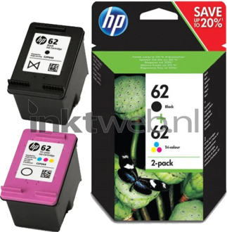 HP 62 Combo 2-Pack Black and Colour cartridge Inkt