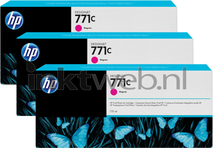 HP 771C - Inktcartridge / Magenta / 3-Pack / 775 ml (B6Y33A)