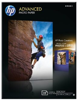 HP Advanced fotopapier, glanzend, 250 g/m2, 13 x 18 cm (127 x 178 mm), 25 vellen