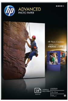 HP Advanced Photo-papier, glanzend, 250 g/m2, 10 x 15 cm (101 x 152 mm), 25 vellen Wit