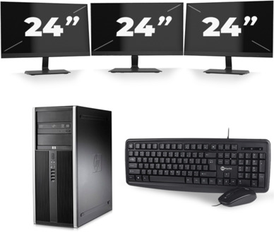 HP Compaq 8100 Elite CMT Tower - Intel Core i5-1e Generatie - 8GB RAM - 256GB SSD - Windows 10 + 3x 24 inch Monitor
