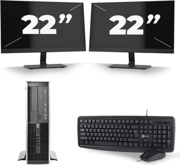 HP Compaq Elite 8300 SFF - Intel Core i5-3e Generatie - 8GB RAM - 256GB SSD - Windows 10 + 2x 22 inch Monitor