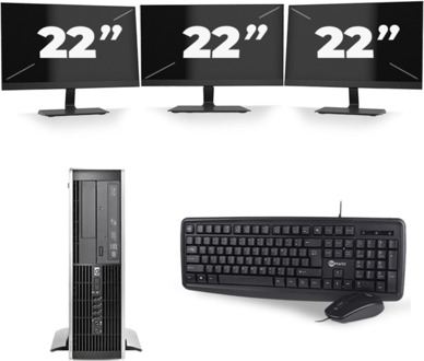 HP Compaq Elite 8300 SFF - Intel Core i5-3e Generatie - 8GB RAM - 256GB SSD - Windows 10 + 3x 22 inch Monitor