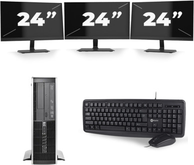 HP Compaq Elite 8300 SFF - Intel Core i5-3e Generatie - 8GB RAM - 256GB SSD - Windows 10 + 3x 24 inch Monitor
