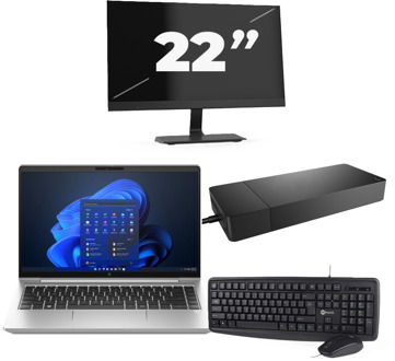 HP EliteBook 640 G10 - Intel Core i5-13e Generatie - 14 inch - 16GB RAM - 256GB SSD - Windows 11 Home + 1x 22 inch Monitor
