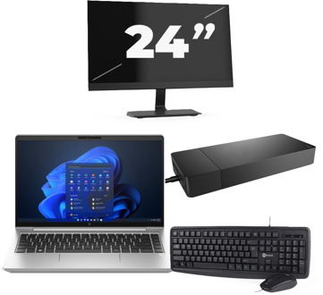 HP EliteBook 640 G10 - Intel Core i5-13e Generatie - 14 inch - 16GB RAM - 256GB SSD - Windows 11 Home + 1x 24 inch Monitor