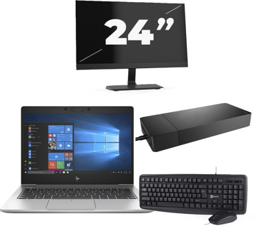 HP EliteBook 735 G6 - AMD Ryzen 7 PRO 3700U - 13 inch - 8GB RAM - 256GB SSD - Windows 10 Home + 1x 24 inch Monitor - small