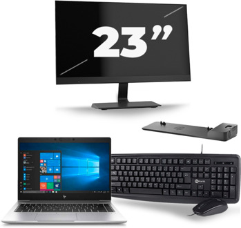 HP EliteBook 745 G6 - AMD Ryzen 5 3500U - 14 inch - 8GB RAM - 256GB SSD - Windows 11 Home + 1x 23 inch Monitor Prata - small