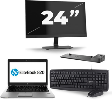 HP EliteBook 820 G2 - Intel Core i5-5e Generatie - 12 inch - 8GB RAM - 240GB SSD - Windows 11 + 1x 24 inch Monitor