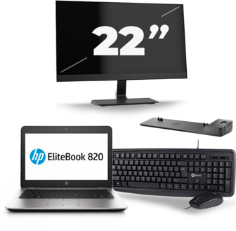 HP EliteBook 820 G4 - Intel Core i5-7e Generatie - 12 inch - 8GB RAM - 256GB SSD - Windows 11 + 1x 22 inch Monitor