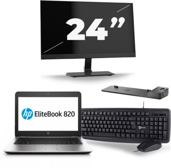 HP EliteBook 820 G4 - Intel Core i5-7e Generatie - 12 inch - 8GB RAM - 256GB SSD - Windows 11 + 1x 24 inch Monitor