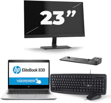 HP EliteBook 830 G5 - Intel Core i7-8e Generatie - 13 inch - 8GB RAM - 240GB SSD - Windows 11 + 1x 23 inch Monitor
