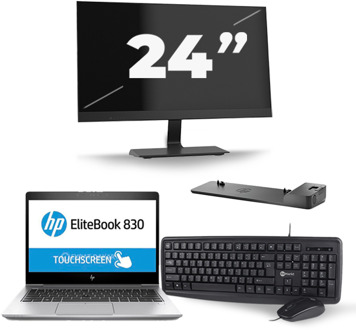 HP EliteBook 830 G5 - Intel Core i7-8e Generatie - 13 inch - 8GB RAM - 240GB SSD - Windows 11 + 1x 24 inch Monitor