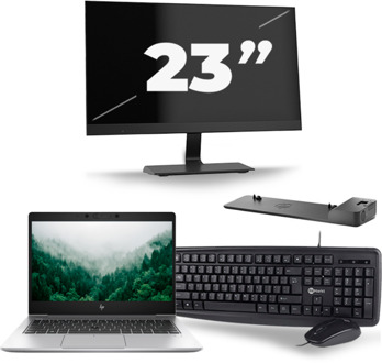 HP EliteBook 830 G6 - Intel Core i5-8e Generatie - 13 inch - 8GB RAM - 256GB SSD - Windows 11 + 1x 23 inch Monitor - small