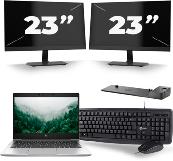 HP EliteBook 830 G6 - Intel Core i5-8e Generatie - 13 inch - 8GB RAM - 256GB SSD - Windows 11 + 2x 23 inch Monitor - small