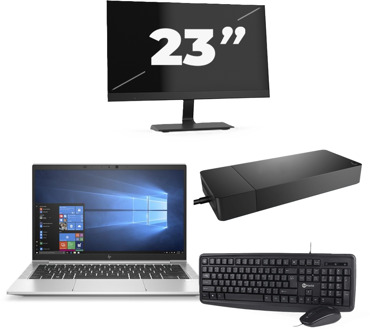 HP EliteBook 830 G7 - Intel Core i7-10e Generatie - 13 inch - 8GB RAM - 256GB SSD - Windows 11 + 1x 23 inch Monitor