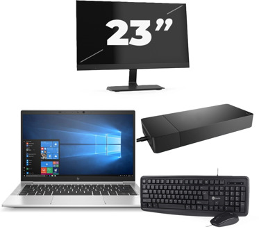 HP EliteBook 835 G7 - AMD Ryzen 7 PRO 4750U - 13 inch - 16GB RAM - 256GB SSD - Windows 11 Home + 1x 23 inch Monitor