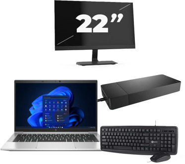 HP EliteBook 835 G8 - AMD Ryzen 3 PRO 5450U - 13 inch - 8GB RAM - 256GB SSD - Windows 11 Home + 1x 22 inch Monitor Prata - small