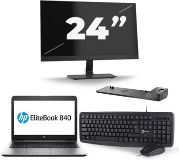 HP EliteBook 840 G1 - Intel Core i7-4e Generatie - 14 inch - 8GB RAM - 240GB SSD - Windows 11 + 1x 24 inch Monitor