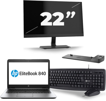 HP EliteBook 840 G4 - Intel Core i5-7e Generatie - 14 inch - 8GB RAM - 256GB SSD - Windows 11 + 1x 22 inch Monitor