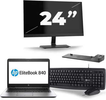 HP EliteBook 840 G4 - Intel Core i5-7e Generatie - 14 inch - 8GB RAM - 256GB SSD - Windows 11 + 1x 24 inch Monitor