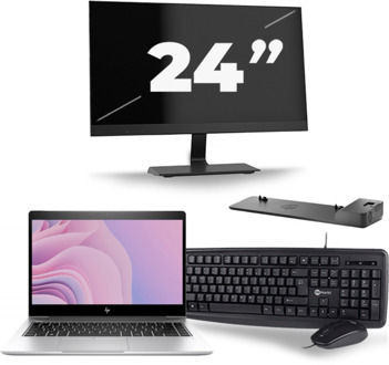 HP EliteBook 840 G6 - Intel Core i7-8e Generatie - 14 inch - 16GB RAM - 256GB SSD - Windows 11 + 1x 24 inch Monitor