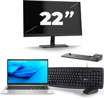 HP EliteBook 840 G7 - Intel Core i5-10e Generatie - 14 inch - 16GB RAM - 256GB SSD - Windows 11 + 1x 22 inch Monitor