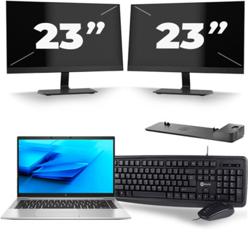 HP EliteBook 840 G7 - Intel Core i5-10e Generatie - 14 inch - 8GB RAM - 256GB SSD - Windows 11 + 2x 23 inch Monitor - small