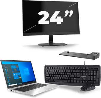 HP EliteBook 840 G8 - Intel Core i5-11e Generatie - 14 inch - 16GB RAM - 256GB SSD - Windows 11 + 1x 24 inch Monitor