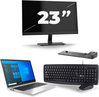 HP EliteBook 840 G8 - Intel Core i7-11e Generatie - 14 inch - 16GB RAM - 256GB SSD - Windows 11 + 1x 23 inch Monitor