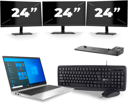 HP EliteBook 840 G8 - Intel Core i7-11e Generatie - 14 inch - 8GB RAM - 256GB SSD - Windows 11 + 3x 24 inch Monitor - small