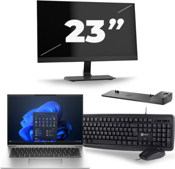 HP EliteBook 840 G9 - Intel Core i5-12e Generatie - 14 inch - 8GB RAM - 256GB SSD - Windows 11 + 1x 23 inch Monitor - small