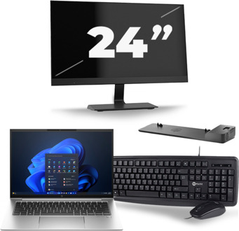 HP EliteBook 840 G9 - Intel Core i5-12e Generatie - 14 inch - 8GB RAM - 256GB SSD - Windows 11 + 1x 24 inch Monitor - small