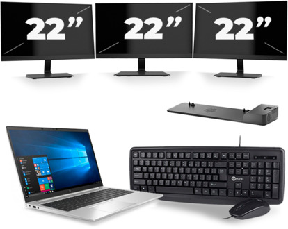 HP EliteBook 850 G7 - Intel Core i5-10e Generatie - 15 inch - 16GB RAM - 256GB SSD - Windows 11 + 3x 22 inch Monitor