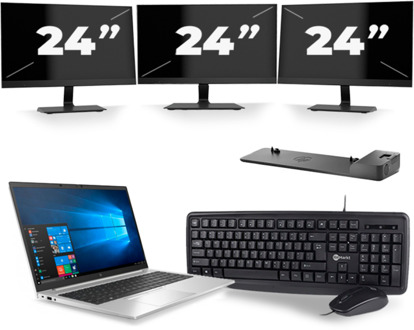HP EliteBook 850 G7 - Intel Core i5-10e Generatie - 15 inch - 16GB RAM - 256GB SSD - Windows 11 + 3x 24 inch Monitor