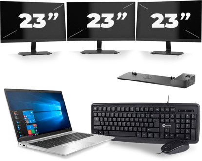 HP EliteBook 850 G7 - Intel Core i5-10e Generatie - 15 inch - 8GB RAM - 256GB SSD - Windows 11 + 3x 23 inch Monitor