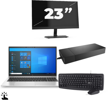HP EliteBook 850 G8 - Intel Core i5-11e Generatie - 15 inch - Touch - 16GB RAM - 256GB SSD - Windows 11 Home + 1x 23 inch Monitor