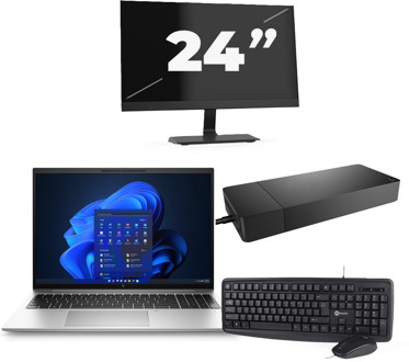 HP EliteBook 860 G9 - Intel Core i5-12e Generatie - 16 inch - 8GB RAM - 256GB SSD - Windows 11 Home + 1x 24 inch Monitor - small