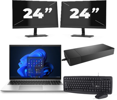 HP EliteBook 860 G9 - Intel Core i5-12e Generatie - 16 inch - 8GB RAM - 256GB SSD - Windows 11 Home + 2x 24 inch Monitor - small