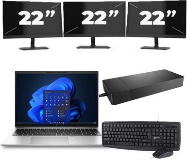HP EliteBook 860 G9 - Intel Core i5-12e Generatie - 16 inch - 8GB RAM - 256GB SSD - Windows 11 Home + 3x 22 inch Monitor - small