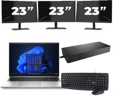 HP EliteBook 860 G9 - Intel Core i5-12e Generatie - 16 inch - 8GB RAM - 256GB SSD - Windows 11 Home + 3x 23 inch Monitor - small